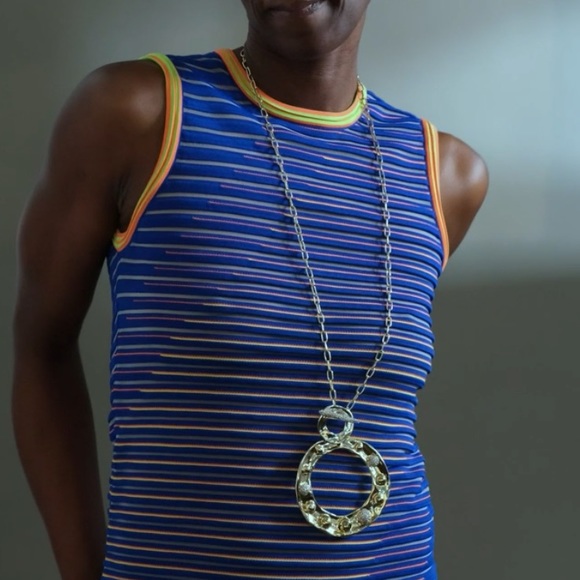 Alexis Bittar Large Gold Molten Repoussé & Crystal Dot Pendant Necklace - Picture 5 of 15